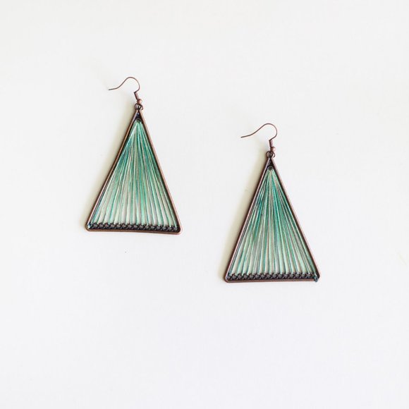 Bohemian Geometric Threaded Large Earrings - Picture 5 of 8